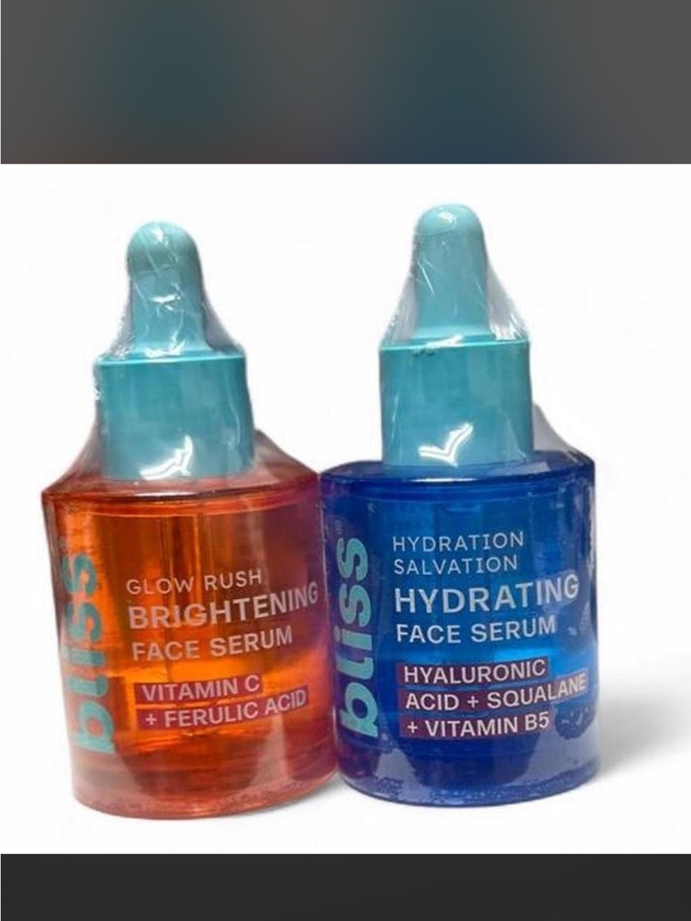 New/sealed discontinued Bliss Brightening & Hydrating Face Serum Duo.